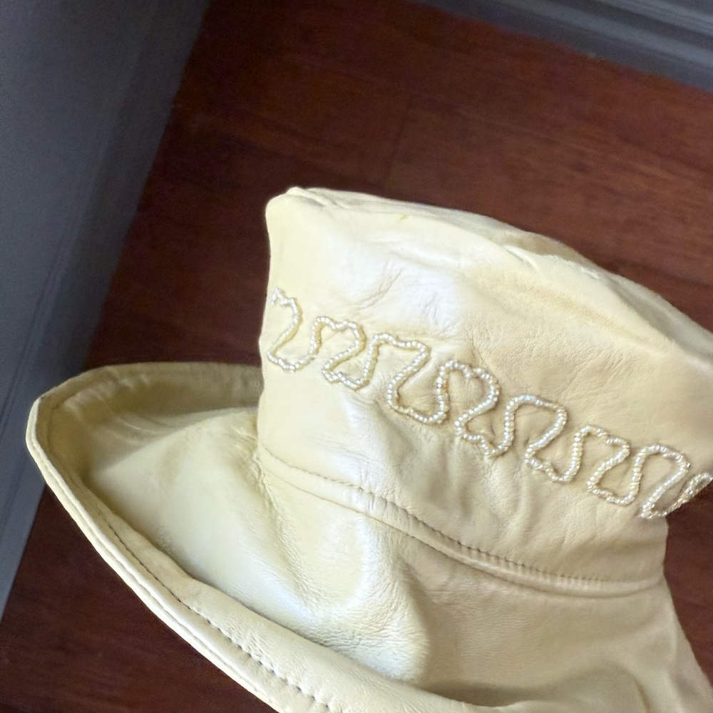 Vintage Y2K Leather Beaded Bucket Hat
